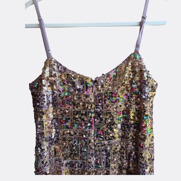 NWOT Dress The Population Giovanna Gown Size M Women's Gold Sequin Evening Gown - Picture 5 of 6